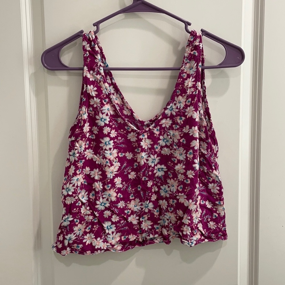 Pink Purple Floral Tank Top